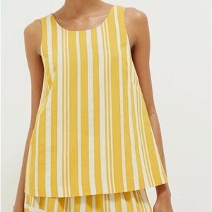 Chinti & Parker Striped Parasol Tie Back Buttercream & Ivory Sleeveless Top Sz 2
